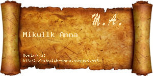 Mikulik Anna névjegykártya